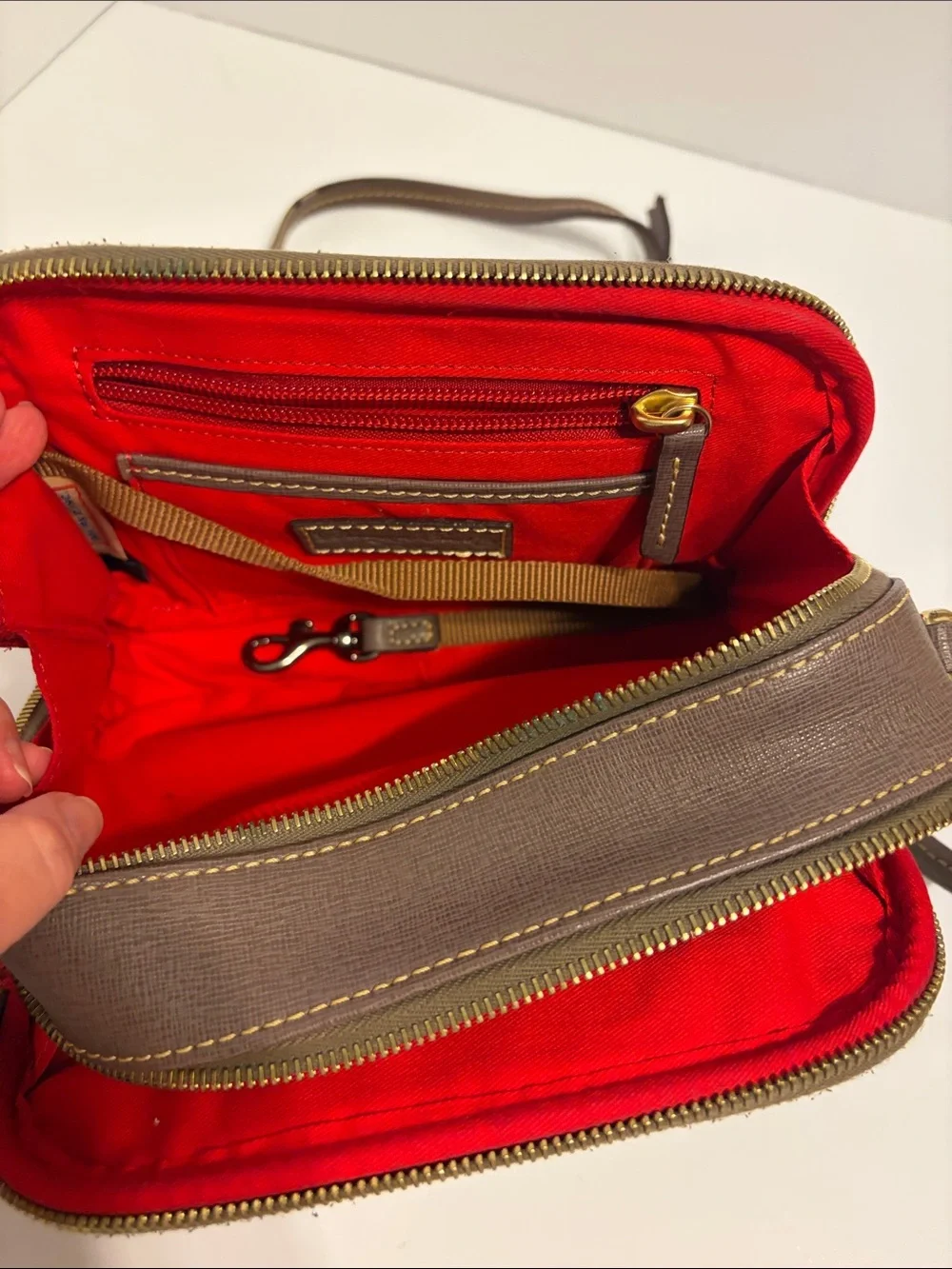 Dooney & Bourke Brown Saffiano Crossbody - Picture 3 of 10